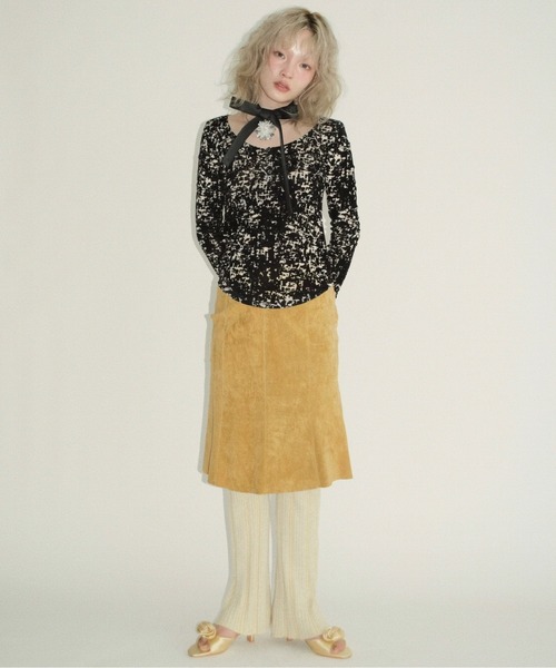 musubore(ムスボレ)の「sheer velours henry tops / ヘンリートップス(Tシャツ/カットソー・レディース・ベビーピンク/アイボリー/グレー/その他/ホワイト×ブラック・FREE)」の19枚目の写真