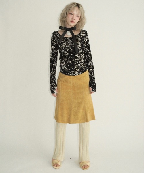 musubore(ムスボレ)の「sheer velours henry tops / ヘンリートップス(Tシャツ/カットソー・レディース・ベビーピンク/アイボリー/グレー/その他/ホワイト×ブラック・FREE)」の21枚目の写真