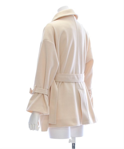clear（クリア）の「フェイクウールベルト付きダブルミドルコート[低身長用サイズ有] ≪2024AW新作≫（その他アウター・レディース・アイボリー/ブラック・XS/F）」の22枚目の写真