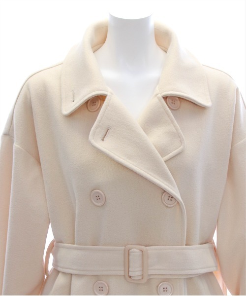 clear（クリア）の「フェイクウールベルト付きダブルミドルコート[低身長用サイズ有] ≪2024AW新作≫（その他アウター・レディース・アイボリー/ブラック・XS/F）」の20枚目の写真