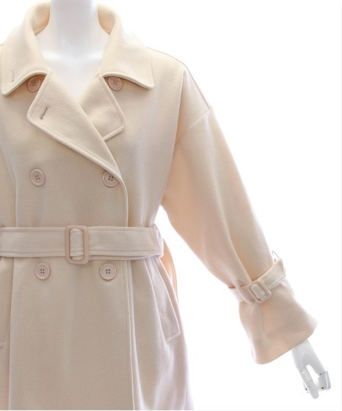 clear（クリア）の「フェイクウールベルト付きダブルミドルコート[低身長用サイズ有] ≪2024AW新作≫（その他アウター・レディース・アイボリー/ブラック・XS/F）」の18枚目の写真