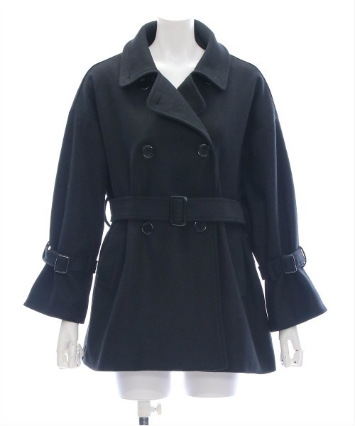 clear（クリア）の「フェイクウールベルト付きダブルミドルコート[低身長用サイズ有] ≪2024AW新作≫（その他アウター・レディース・アイボリー/ブラック・XS/F）」の12枚目の写真