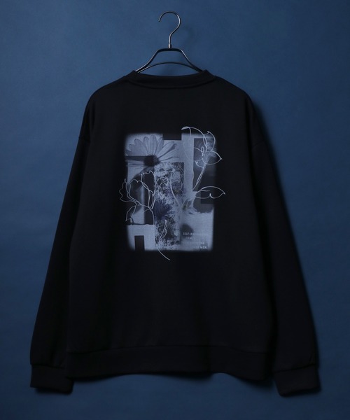 ANPAS(アンパス)の「Cardboard Knit Back Print Floral Pattern Sweatshirt/ダンボールニット バックプリント 花柄プリント トレーナー スウェット(スウェット・メンズ・ライトグレー/グレイッシュブルー/ホワイト/ブラック・L/M)」の7枚目の写真