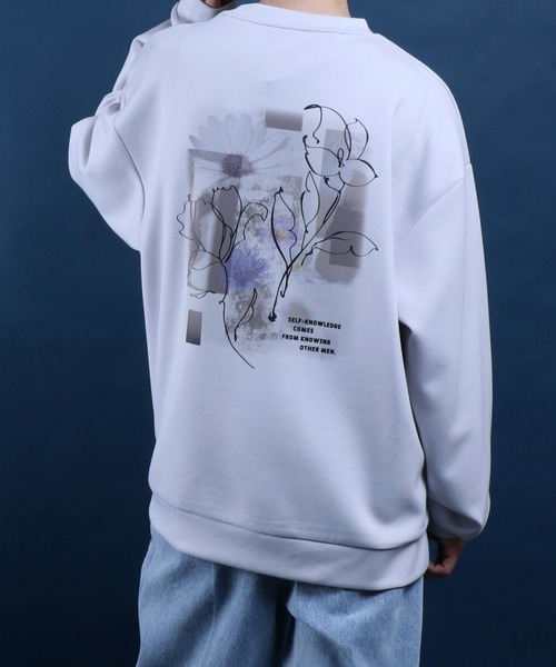 ANPAS(アンパス)の「Cardboard Knit Back Print Floral Pattern Sweatshirt/ダンボールニット バックプリント 花柄プリント トレーナー スウェット(スウェット・メンズ・ライトグレー/グレイッシュブルー/ホワイト/ブラック・L/M)」の20枚目の写真