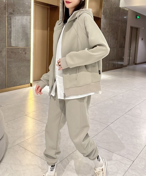 aimoha(アイモハ)の「ダブルジップパーカー(パーカー・レディース・ライトグレー/ダークグレー/ベージュ/杢グレー/ブラック/ライトベージュ/グレイッシュベージュ・FREE)」の21枚目の写真