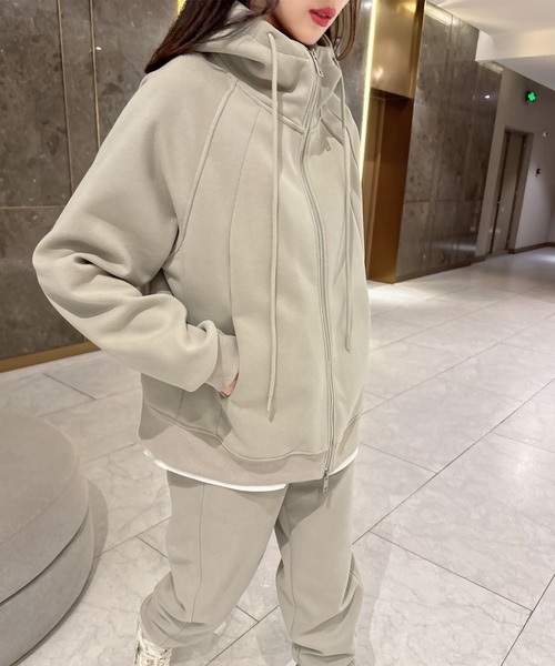 aimoha(アイモハ)の「ダブルジップパーカー(パーカー・レディース・ライトグレー/ダークグレー/ベージュ/杢グレー/ブラック/ライトベージュ/グレイッシュベージュ・FREE)」の22枚目の写真