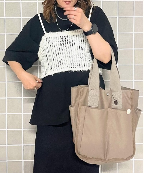 ikka（イッカ）の「キャンバスパイピングビッグトートバッグ（トートバッグ・レディース・オートミール/オフホワイト/ブルー/ブラック・FREE）」の9枚目の写真