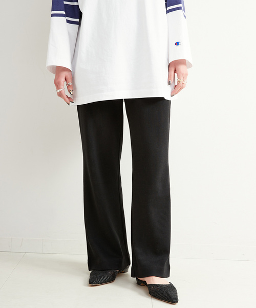 B.C STOCK(ベーセーストック)の「カットソーリブパンツ(その他パンツ・レディース・グレー/ブラック/ブラウン・FREE)」の2枚目の写真