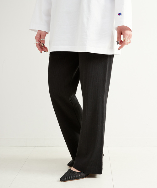 B.C STOCK(ベーセーストック)の「カットソーリブパンツ(その他パンツ・レディース・グレー/ブラック/ブラウン・FREE)」の4枚目の写真