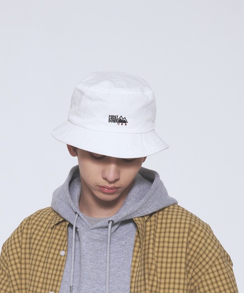 FIRST DOWN（ファーストダウン）の「ロゴ ツイル バケットハット（ハット・メンズ・ベージュ/ホワイト/ブラック・F）」の7枚目の写真