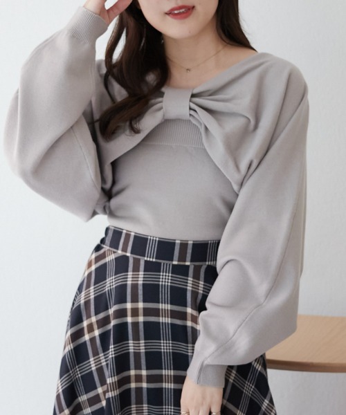 pium リボンニット×ギンガムキャミセット リボンニット×ギンガムキャミセット – pium