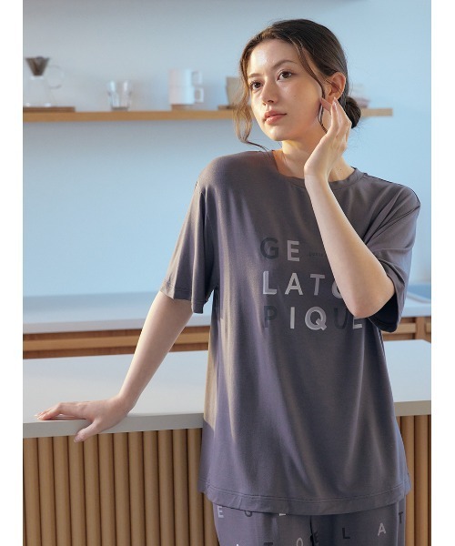 【接触冷感】レーヨンロゴワンポイントTシャツ& ハーフパンツ HOMME】【接触冷感】フローズンレーヨンロゴプリントTシャツ