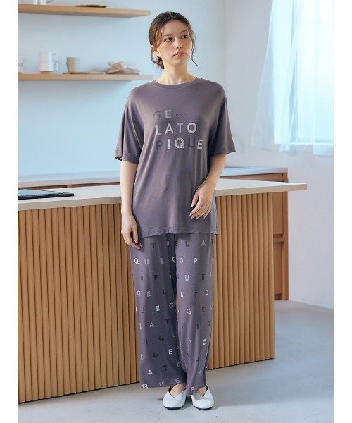 接触冷感】レーヨンロゴワンポイントTシャツ（ルームウェア