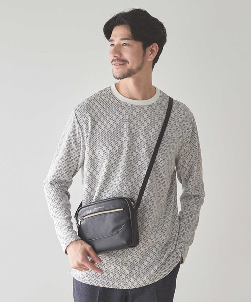 UNION STATION(ユニオンステーション)の「<UNION STATION by MEN'S BIGI>ジオメトリックジャガードロンT(Tシャツ/カットソー・メンズ・ネイビー/ホワイト系その他/ブラック系その他・L/M/S/XL)」の2枚目の写真