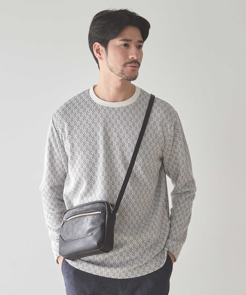 UNION STATION(ユニオンステーション)の「<UNION STATION by MEN'S BIGI>ジオメトリックジャガードロンT(Tシャツ/カットソー・メンズ・ネイビー/ホワイト系その他/ブラック系その他・L/M/S/XL)」の10枚目の写真