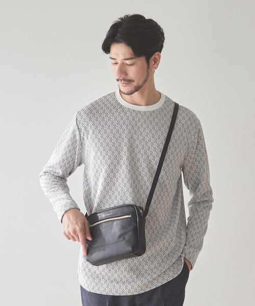 UNION STATION(ユニオンステーション)の「<UNION STATION by MEN'S BIGI>ジオメトリックジャガードロンT(Tシャツ/カットソー・メンズ・ネイビー/ホワイト系その他/ブラック系その他・L/M/S/XL)」の11枚目の写真