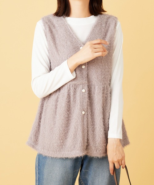 BELLUNA PLUS(ベルーナ)の「ラメシャギー素材ベストアンサンブル(アンサンブル・レディース・グレー系/ピンク系/ブラック系・MEDIUM/LARGE/X-LARGE)」の15枚目の写真