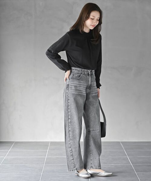 rps（アールピーエス）の「レース襟シャーリングカットソー（Tシャツ/カットソー・レディース・オフホワイト/ブラック/ラベンダー/グレイッシュベージュ/ライトグレー・フリー）」の6枚目の写真