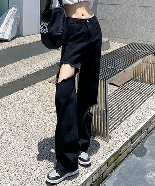 GLAMOROUS JANE(グラマラスジェーン)の「ダメージブラックデニムパンツ(デニムパンツ・レディース・ブラック・S/M/L)」の12枚目の写真