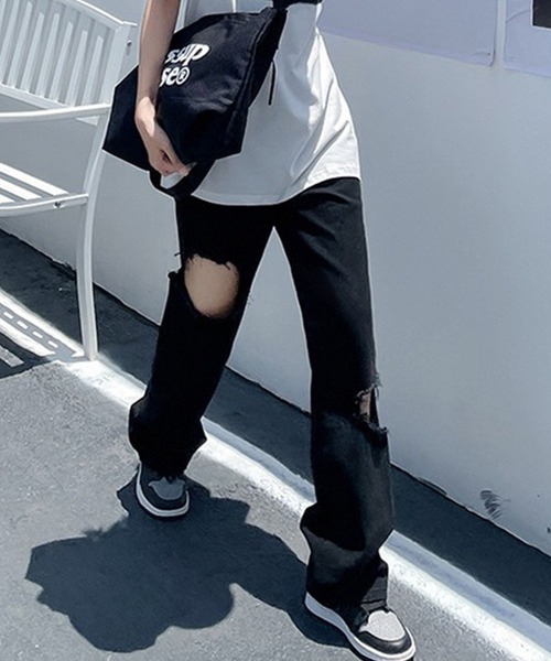 GLAMOROUS JANE(グラマラスジェーン)の「ダメージブラックデニムパンツ(デニムパンツ・レディース・ブラック・S/M/L)」の7枚目の写真