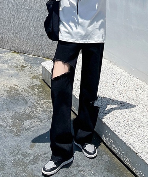 GLAMOROUS JANE(グラマラスジェーン)の「ダメージブラックデニムパンツ(デニムパンツ・レディース・ブラック・S/M/L)」の5枚目の写真
