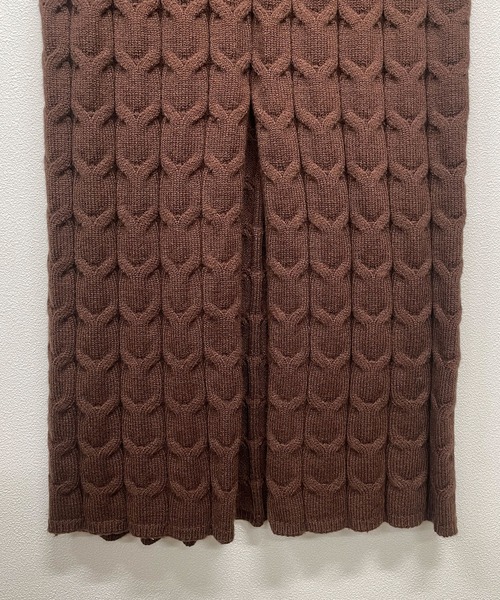 Futier land（フューティアランド）の「ケーブル編みニットタイトスカート（スカート・レディース・グリーン/ブラウン・FREE）」の3枚目の写真