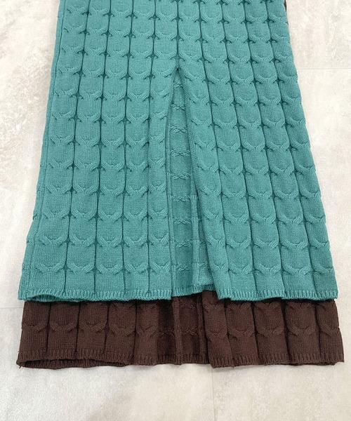 Futier land（フューティアランド）の「ケーブル編みニットタイトスカート（スカート・レディース・グリーン/ブラウン・FREE）」の22枚目の写真