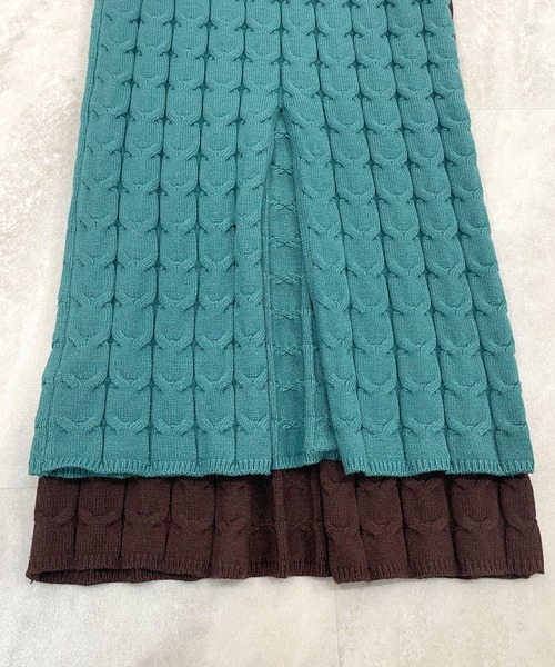 Futier land（フューティアランド）の「ケーブル編みニットタイトスカート（スカート・レディース・グリーン/ブラウン・FREE）」の21枚目の写真