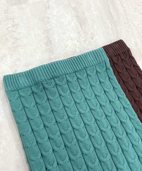 Futier land（フューティアランド）の「ケーブル編みニットタイトスカート（スカート・レディース・グリーン/ブラウン・FREE）」の20枚目の写真