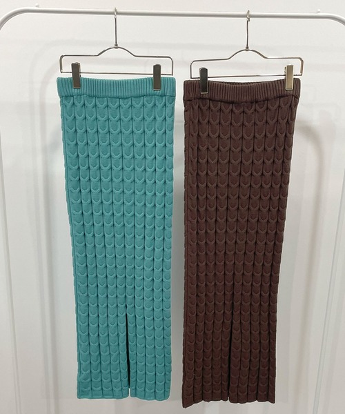 Futier land（フューティアランド）の「ケーブル編みニットタイトスカート（スカート・レディース・グリーン/ブラウン・FREE）」の19枚目の写真