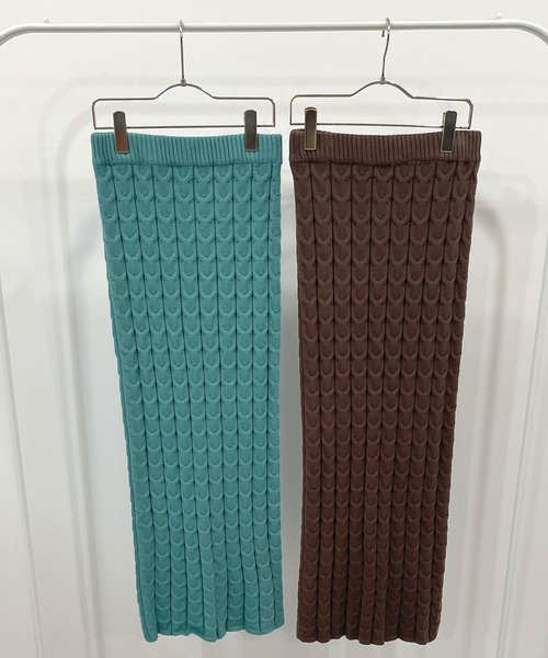 Futier land（フューティアランド）の「ケーブル編みニットタイトスカート（スカート・レディース・グリーン/ブラウン・FREE）」の18枚目の写真