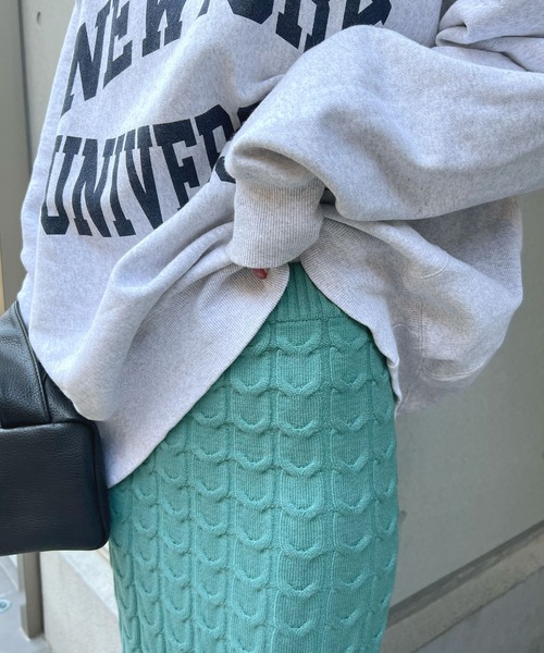 Futier land（フューティアランド）の「ケーブル編みニットタイトスカート（スカート・レディース・グリーン/ブラウン・FREE）」の17枚目の写真