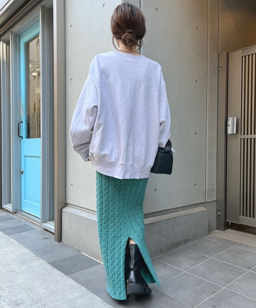 Futier land（フューティアランド）の「ケーブル編みニットタイトスカート（スカート・レディース・グリーン/ブラウン・FREE）」の13枚目の写真