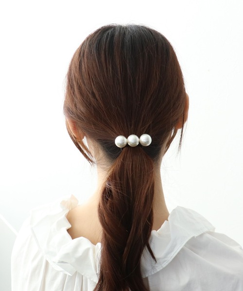 Three Four Time(スリーフォータイム)の「3パールヘアゴム(ヘアゴム・レディース・アイボリー・FREE)」の5枚目の写真