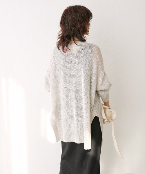 RIVE DROITE（リヴドロワ）の「【名品リバイバル/手洗い可】NEWサイドスリットカーデ（カーディガン/ボレロ・レディース・レッド/グレー/ベージュ・FREE）」の9枚目の写真