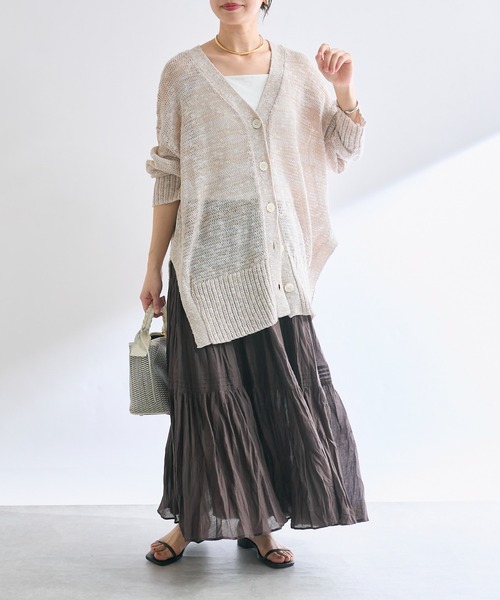 RIVE DROITE（リヴドロワ）の「【名品リバイバル/手洗い可】NEWサイドスリットカーデ（カーディガン/ボレロ・レディース・レッド/グレー/ベージュ・FREE）」の6枚目の写真