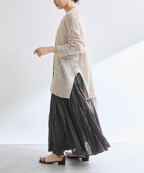 RIVE DROITE（リヴドロワ）の「【名品リバイバル/手洗い可】NEWサイドスリットカーデ（カーディガン/ボレロ・レディース・レッド/グレー/ベージュ・FREE）」の5枚目の写真