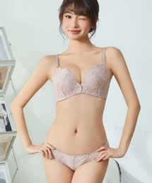 Lace Ladies（レースレディース）の「【2点セット】ソリッドカラー ボタニカル レース ブラ&ショーツ セット（ブラ&ショーツ）」