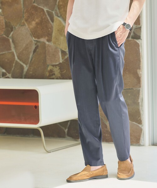 green label relaxing(グリーンレーベルリラクシング)の「ウォッシャブルトロ 2プリーツ 9分丈 ユーティリティパンツ W1 -ストレッチ・防シワ-(その他パンツ・メンズ・グレー/ブラック/ネイビー/ロイヤルブルー/モカ・L/XS/XL/M/S)」の5枚目の写真