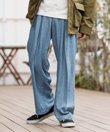 mp13284-Silky Denim Two Tuck Wide Straight Pants デニムワイドパンツ
