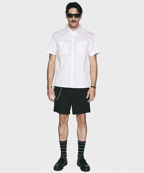 CRIMIE（クライミー）の「FLAP POCKET STRETCH DRESS SHORT SLEEVE SHIRT（シャツ/ブラウス・メンズ・ホワイト/ブラック・XXL/XL/L/M/S）」の7枚目の写真