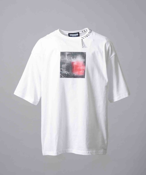 MAISON SPECIAL(メゾンスペシャル)の「《UNISEX》Abstract Mini Hand-Printed Oversized Stitched Crew Neck T-shirt/アブストラクトミニハンドプリントオーバーサイズドステッチクルーネックTシャツ【MAISON SPECIAL/メゾンスペシャル】(Tシャツ/カットソー・メンズ・ダークブルー/ブルー/レッド/パープル/ホワイト/ブラック・0/1/2)」の6枚目の写真