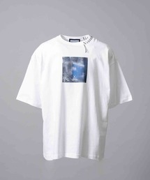 《UNISEX》Abstract Mini Hand-Printed Oversized Stitched Crew Neck T-shirt/アブストラクトミニハンドプリントオーバーサイズドステッチクルーネックTシャツ【MAISON SPECIAL/メゾンスペシャル】