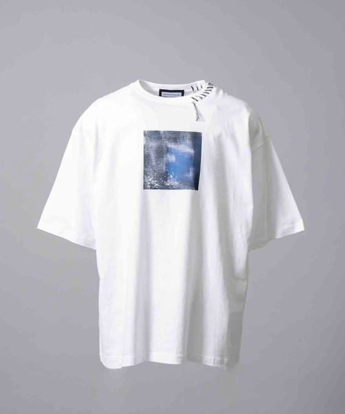 MAISON SPECIAL(メゾンスペシャル)の「《UNISEX》Abstract Mini Hand-Printed Oversized Stitched Crew Neck T-shirt/アブストラクトミニハンドプリントオーバーサイズドステッチクルーネックTシャツ【MAISON SPECIAL/メゾンスペシャル】(Tシャツ/カットソー・メンズ・ダークブルー/ブルー/レッド/パープル/ホワイト/ブラック・0/1/2)」の4枚目の写真