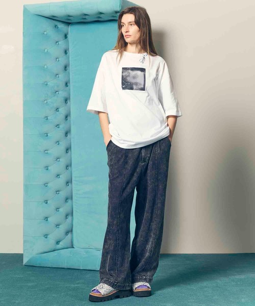 MAISON SPECIAL(メゾンスペシャル)の「《UNISEX》Abstract Mini Hand-Printed Oversized Stitched Crew Neck T-shirt/アブストラクトミニハンドプリントオーバーサイズドステッチクルーネックTシャツ【MAISON SPECIAL/メゾンスペシャル】(Tシャツ/カットソー・メンズ・ダークブルー/ブルー/レッド/パープル/ホワイト/ブラック・0/1/2)」の14枚目の写真