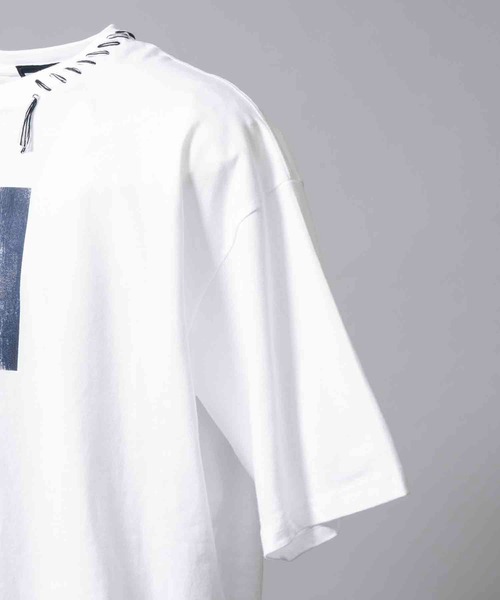 MAISON SPECIAL(メゾンスペシャル)の「《UNISEX》Abstract Mini Hand-Printed Oversized Stitched Crew Neck T-shirt/アブストラクトミニハンドプリントオーバーサイズドステッチクルーネックTシャツ【MAISON SPECIAL/メゾンスペシャル】(Tシャツ/カットソー・メンズ・ダークブルー/ブルー/レッド/パープル/ホワイト/ブラック・0/1/2)」の11枚目の写真