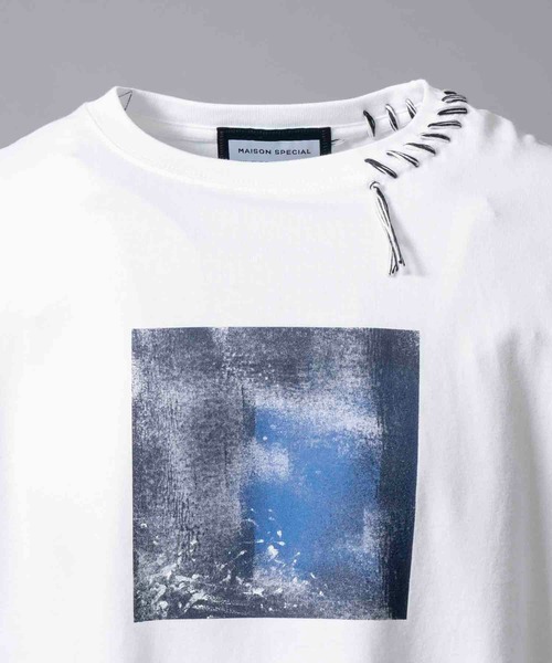 MAISON SPECIAL(メゾンスペシャル)の「《UNISEX》Abstract Mini Hand-Printed Oversized Stitched Crew Neck T-shirt/アブストラクトミニハンドプリントオーバーサイズドステッチクルーネックTシャツ【MAISON SPECIAL/メゾンスペシャル】(Tシャツ/カットソー・メンズ・ダークブルー/ブルー/レッド/パープル/ホワイト/ブラック・0/1/2)」の9枚目の写真