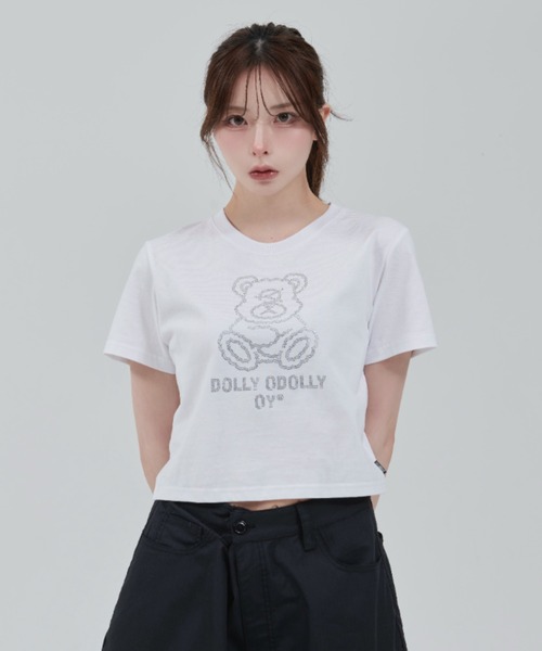 tシャツ 「OY/オーワイ」 CRYSTAL DOLLY CROPPED TEE/クリスタルオードリークロップ半袖Tシャツ レディース OY/オーワイ』 CRYSTAL DOLLY CROPPED TEE/クリスタルオードリー