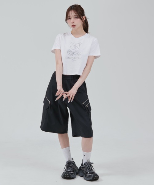 tシャツ 「OY/オーワイ」 CRYSTAL DOLLY CROPPED TEE/クリスタルオードリークロップ半袖Tシャツ レディース OY/オーワイ』 CRYSTAL DOLLY CROPPED TEE/クリスタルオードリー