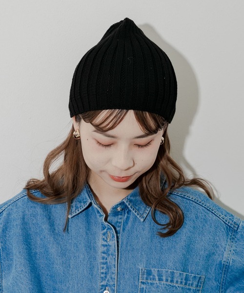 SMELLY（スメリー）の「コットンリネンリブビーニー（ニットキャップ/ビーニー・レディース・グレー/ブラック/アイボリー・-）」の10枚目の写真